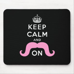 Funny Black, Pink Keep Calm and Moustache On Mouse Pad
