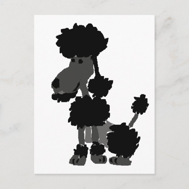 Funny Black Poodle Art Original Postcard (Front)