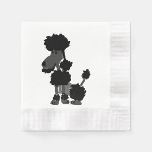 Funny Black Poodle Dog Art Napkin