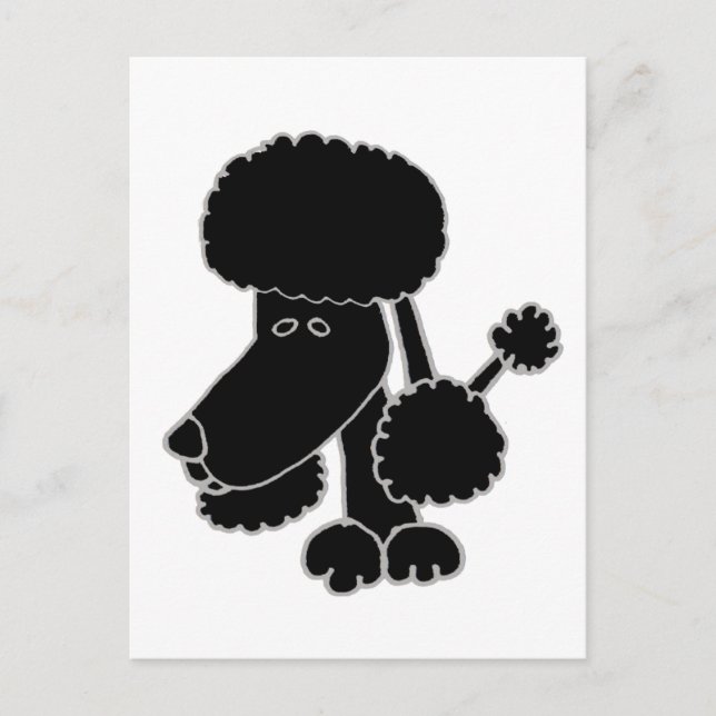Funny Black Poodle Puppy Dog Cartoon Postcard (Front)