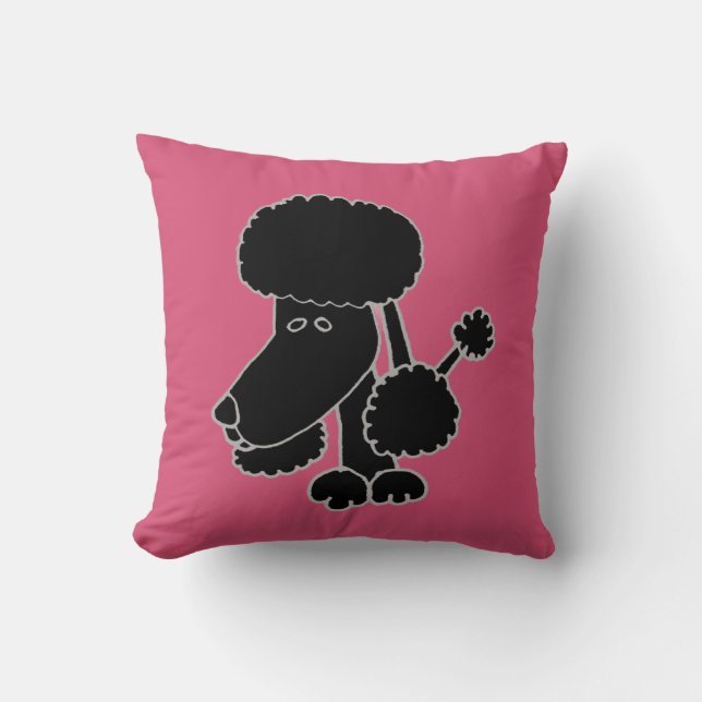 Funny Black Poodle Puppy Dog Cushion (Front)