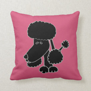 Funny Black Poodle Puppy Dog Cushion