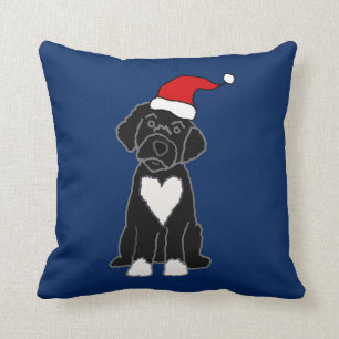 Funny Black Portuguese Water Dog Christmas Cushion