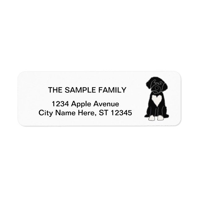 Funny Black Portuguese Water Dog Return Address Label (Front)