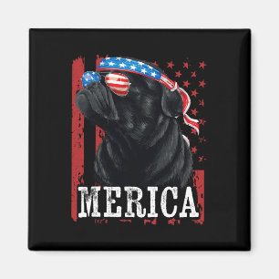 Funny Black Pug 4th Of July Dog Mum Dog Dad Merica Magnet