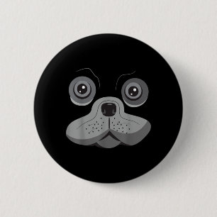 Funny Black Pug Gifts Cool Dog Face Halloween 6 Cm Round Badge
