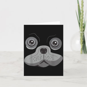 Funny Black Pug Gifts Cool Dog Face Halloween Card