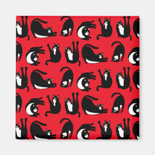 Funny Black Red Cat Fitness Magnet