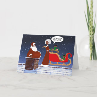 Funny Black Santa Christmas Card