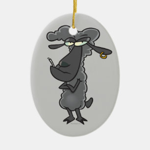 funny black sheep cartoon character ceramic tree decoration
