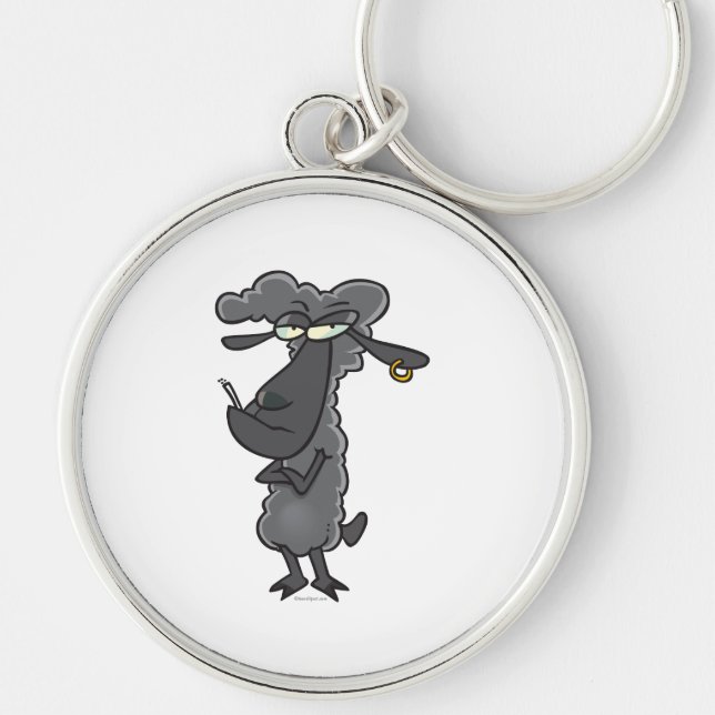 funny black sheep cartoon character key ring (Front)