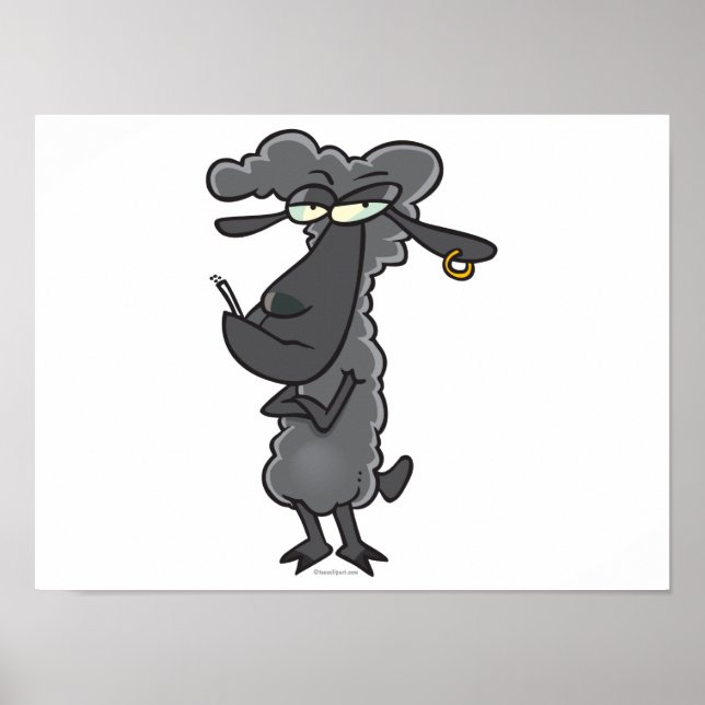 funny black sheep cartoon character poster (Front)