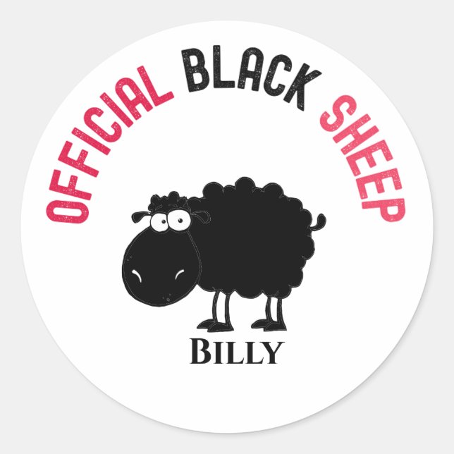 Funny black sheep classic round sticker (Front)