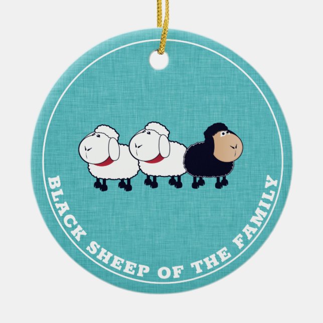 Funny Black Sheep of the Family Blue  Ceramic Ornament (Front)