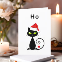 Funny Black Sitting Santa Claus Christmas Cat