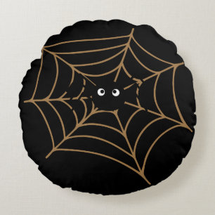Funny Black Spider Round Throw Pillow (16")