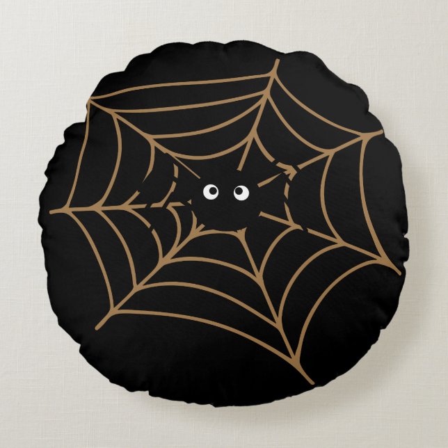 Funny Black Spider Round Throw Pillow (16") (Front)