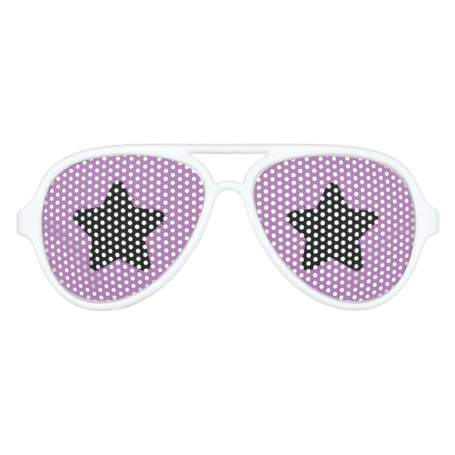 Funny Black Star Purple Background Aviator Sunglasses (Front)