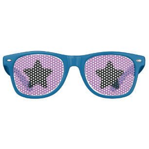Funny Black Star Purple Background Retro Sunglasses