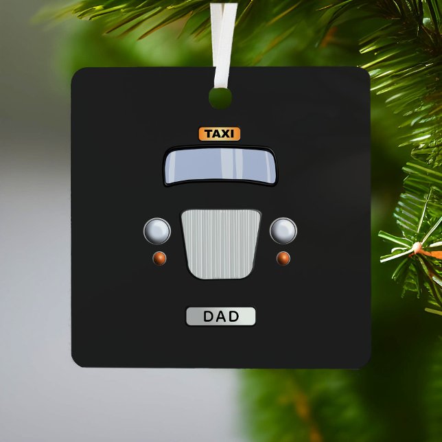 Funny Black Taxi Cab Dad Metal Ornament (Perfect ornament for your Dad!  He could hang it in his taxi (or on his christmas tree))