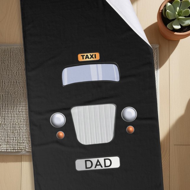Funny Black Taxi Cab Personalised Bath Towel (A fun black taxi bath towel for your dad)
