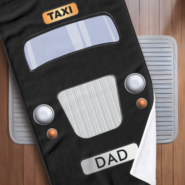Funny Black Taxi Cab Personalised Hand Towel (Creator Uploaded)