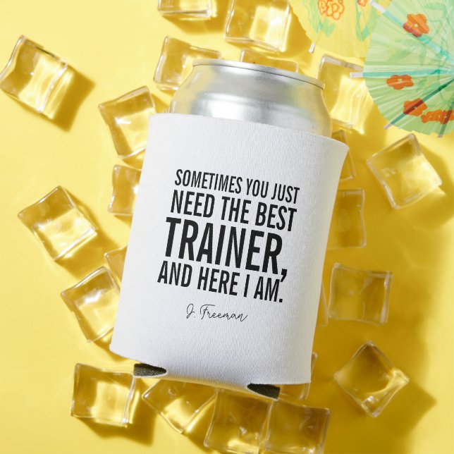 Funny Black Text Personal Trainer Saying Can Cooler (In Situ Summer)