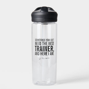 Funny Black Text Personal Trainer Saying Water Bottle