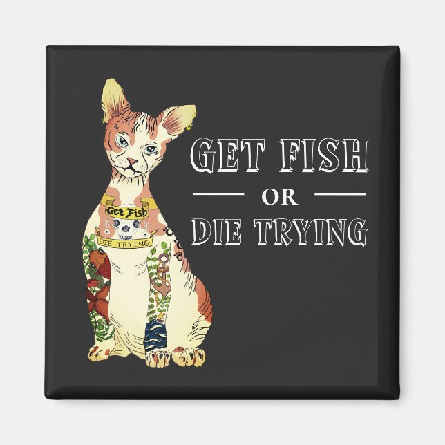 Funny Black Thug Sphynx Cat Tattoo Feline Saying Magnet (Front)