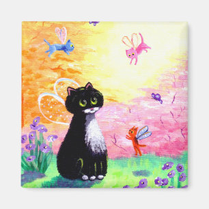 Funny Black Tuxedo Cat Baby Fairy Creationarts Magnet