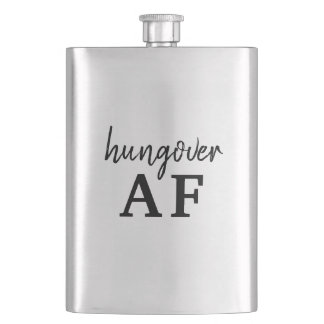 Funny Black Typography Hungover AF Hip Flask