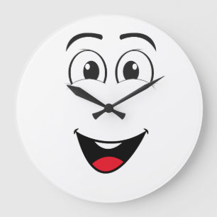 Funny Black Wall Clock-Cute Cartoon Face  Large Clock