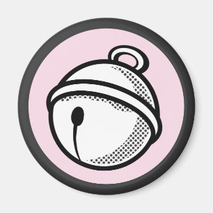 Funny Black White Cat Bell Pop Art Cartoon Magnet