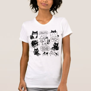 Funny Black & White Cat Pattern T-Shirt 