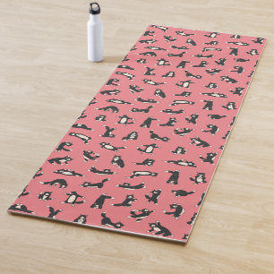 Funny Black White Cats Doing Pattern Yoga Mat