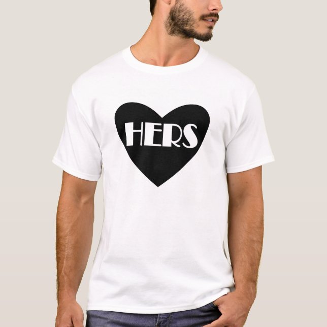 Funny black white Hers title marriage shirt (Front)