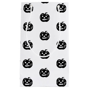 Funny black white jack o lantern pattern Halloween Small Gift Bag