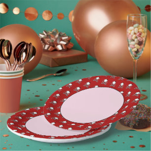 Funny Black White Jolly Kitty Pirate Skull Bones Paper Plate