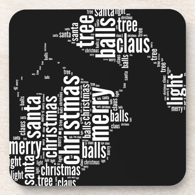 Funny Black White Merry Christmas Santa Typography Coaster (Front)