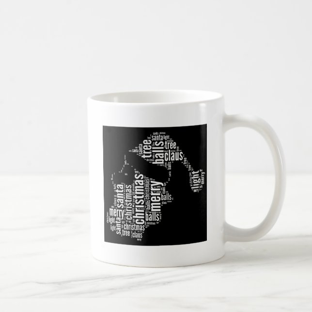 Funny Black White Merry Christmas Santa Typography Coffee Mug (Right)