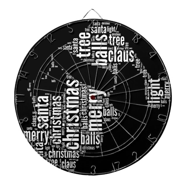 Funny Black White Merry Christmas Santa Typography Dartboard (Front)