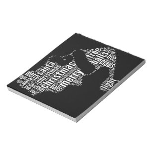 Funny Black White Merry Christmas Santa Typography Notepad