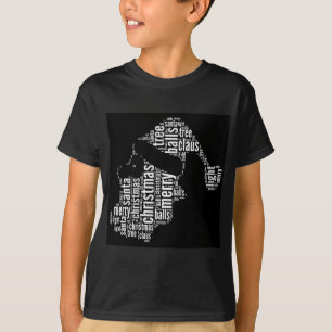 Funny Black White Merry Christmas Santa Typography T-Shirt