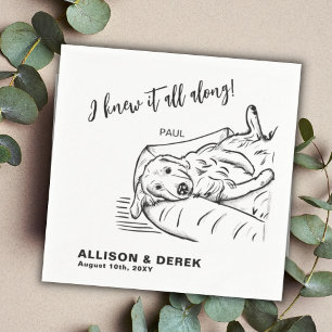 Funny Black White Minimalist Dog Cat Pet Wedding Napkin