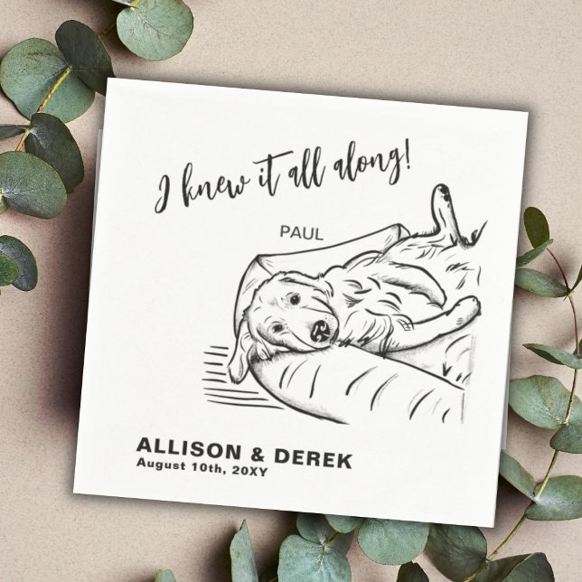 Funny Black White Minimalist Dog Cat Pet Wedding Napkin (Creator Uploaded)