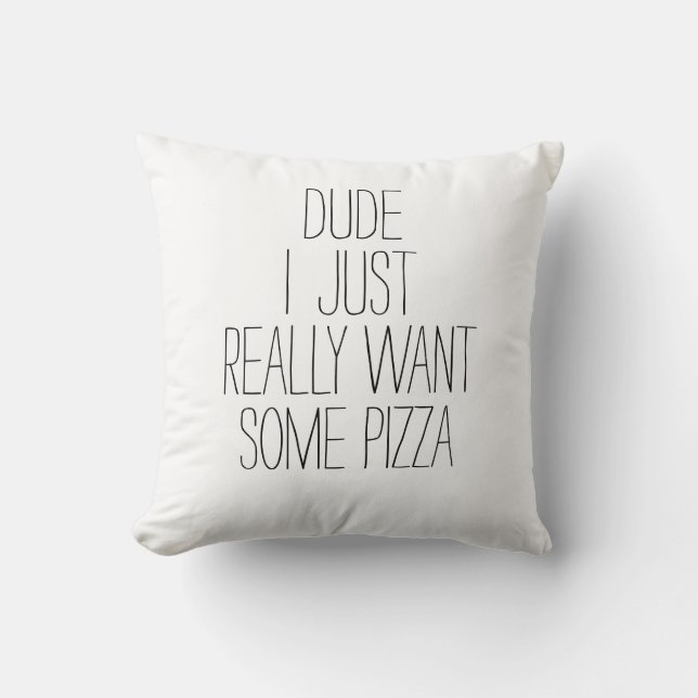 Funny Black White Pizza Addict Fast Food Cushion (Front)