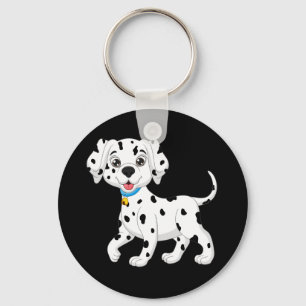 Funny Black White Puppy Dog Cute Dalmatian Key Ring