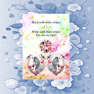 Funny Black White Stripes Zebra Couple Valentines Holiday Card