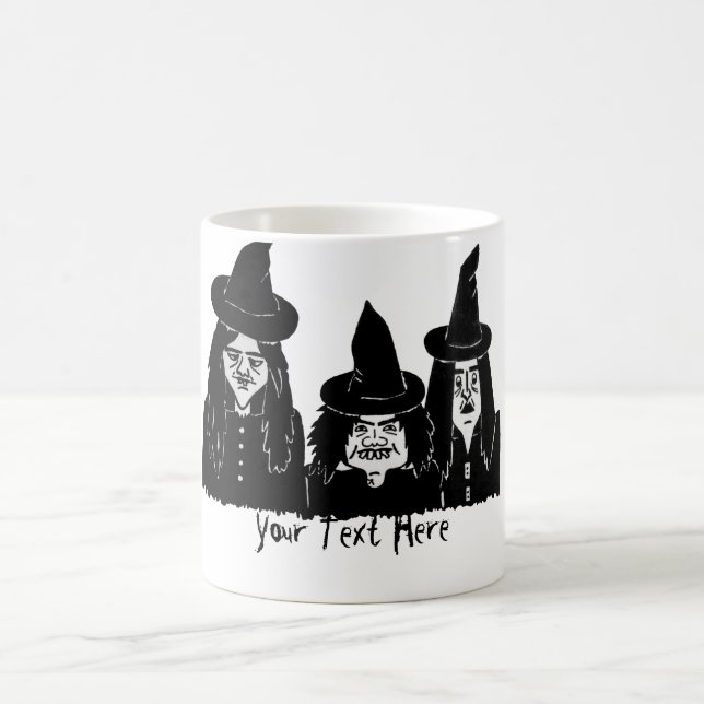 funny black witches spooky scary halloween fun magic mug (Center)