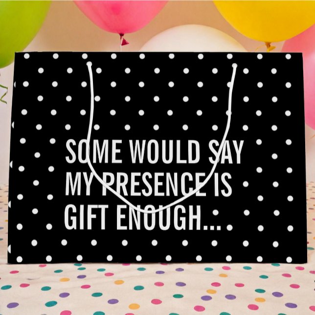 Funny Black with White Polka Dot Gift Bag (funny black and white polka dot gift bag)